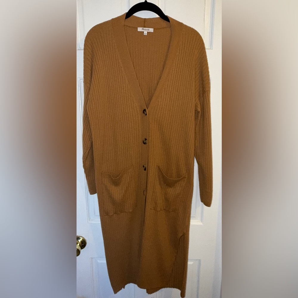 Madewell Duster Cardigan Sweater Heather Camel Small